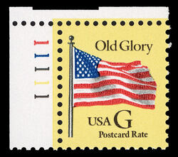 Old Glory - G Rate - Black G - Yellow Background United States Postage Stamp