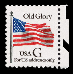 Old Glory - G Rate - Black G - White Background United States Postage Stamp