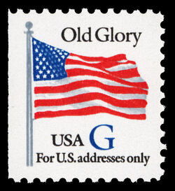 Old Glory - G Rate - Blue G - White Background United States Postage Stamp