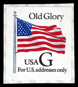 Old Glory - G Rate - Black G - White Background - Thick Paper - Self-adhesive United States Postage Stamp