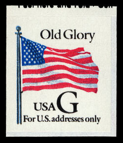 Old Glory - G Rate - Black G - White Background - Thin Paper - Self-adhesive United States Postage Stamp