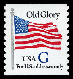 Old Glory - G Rate - Blue G - White Background - Horizontal Imperforate United States Postage Stamp