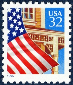 Flag Over Porch - Blue 1995 United States Postage Stamp