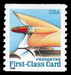 Auto Tail Fin - Presorted First-Class Card - Large Black Date United States Postage Stamp