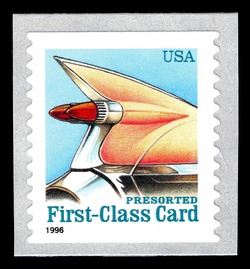 Auto Tail Fin - Presorted First-Class Card - Self-adhesive - 1996 Date United States Postage Stamp