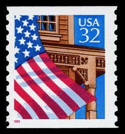 Flag Over Porch - Red 1995 - Horizontal Imperforate United States Postage Stamp