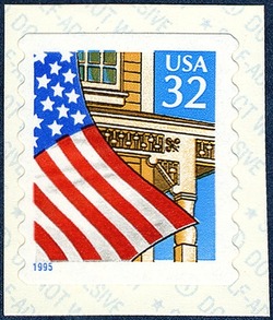 Flag Over Porch - Blue 1995 - Self-adhesive United States Postage Stamp