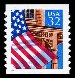 Flag Over Porch - Red 1996 - Self-adhesive - Perf 9.8 United States Postage Stamp
