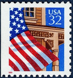 Flag Over Porch - Red 1995 - Booklet Single United States Postage Stamp