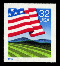 Flag Over Field - Self-adhesive United States Postage Stamp