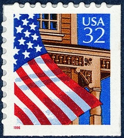Flag Over Porch - Red 1996 - Self-adhesive - Booklet Single United States Postage Stamp