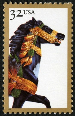Indian Pony - Philadelphia Style United States Postage Stamp | Carousel Horses