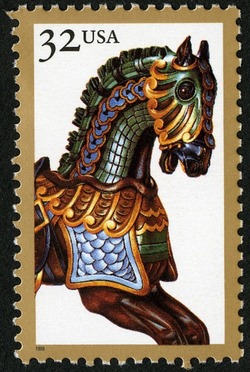 Armored Jumper - Coney Island Style United States Postage Stamp | Carousel Horses