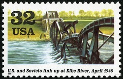 US and Soviets Link Up at Elbe River United States Postage Stamp | World War II