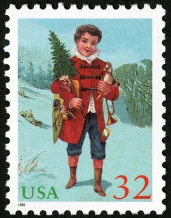 Child Holding Tree United States Postage Stamp | Christmas 1995