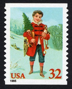 Child Holding Tree - Horizontal Imperforate United States Postage Stamp | Christmas 1995