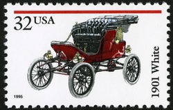 1901 White United States Postage Stamp | Antique Automobiles