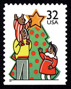 Decorating Tree - Booklet Single United States Postage Stamp | Family - Christmas