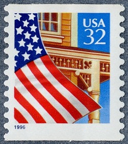 Flag Over Porch - Blue 1996 - Linerless Coil United States Postage Stamp