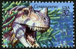 Ceratosaurus United States Postage Stamp | The World of Dinosaurs