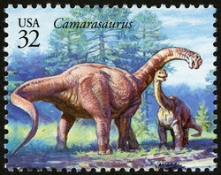 Camarasaurus United States Postage Stamp | The World of Dinosaurs