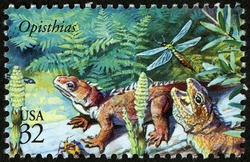 Opisthias United States Postage Stamp | The World of Dinosaurs