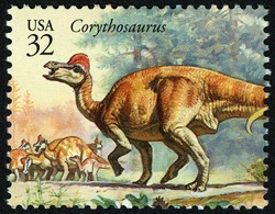 Corythosaurus United States Postage Stamp | The World of Dinosaurs