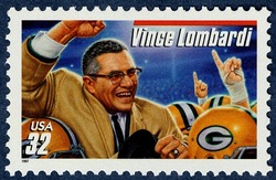 Vince Lombardi - Red Bar Above Name United States Postage Stamp | Football Coaches