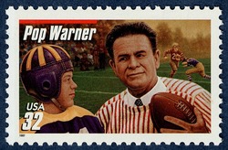 Pop Warner - Red Bar Above Name United States Postage Stamp | Football Coaches