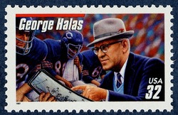 George Halas - Red Bar Above Name United States Postage Stamp