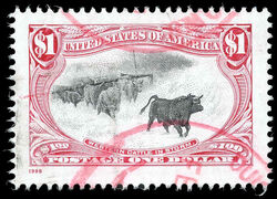 Western Cattle in Storm United States Postage Stamp | 1898 Trans-Mississippi