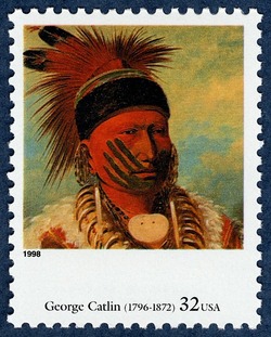 George Catlin - The White Cloud, Head Chief of the Iowans United States Postage Stamp | Four Centuries of American Art