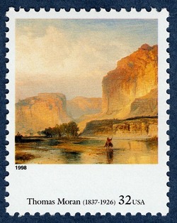 Thomas Moran - Cliffs of Green River United States Postage Stamp | Four Centuries of American Art