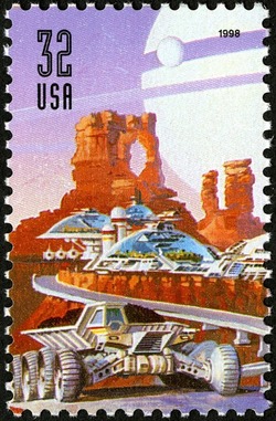 Space Land Rover and City United States Postage Stamp | Space Discovery