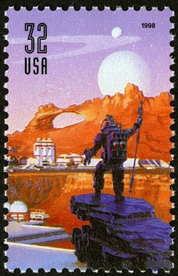 Astronaut Standing on a Rock United States Postage Stamp | Space Discovery