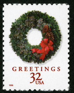 Evergreen Wreath United States Postage Stamp | Christmas Wreaths - Greetings