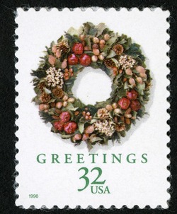Victorian Wreath United States Postage Stamp | Christmas Wreaths - Greetings