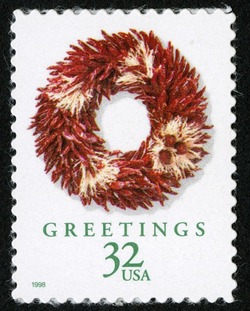 Chili Pepper Wreath United States Postage Stamp | Christmas Wreaths - Greetings