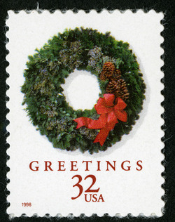 Evergreen Wreath United States Postage Stamp | Christmas Wreaths - Greetings