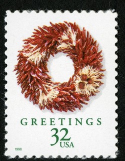 Chili Pepper Wreath - Booklet Single United States Postage Stamp | Christmas Wreaths - Greetings