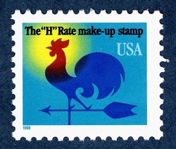 Rooster Weather Vane - H Rate - Blue USA United States Postage Stamp