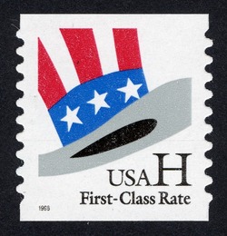 Uncle Sam's Hat - H-rate - Self-Adhesive - Horizontal Imperforate - Square Corners United States Postage Stamp