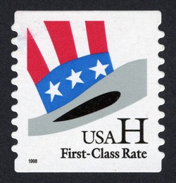 Uncle Sam's Hat - H-rate - Self-Adhesive - Horizontal Imperforate - Rounded Corners United States Postage Stamp