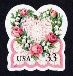 Flower and Lace Heart United States Postage Stamp | Love