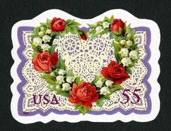 Flower and Lace Heart United States Postage Stamp | Love