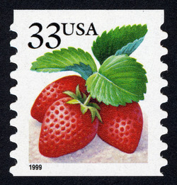 Strawberries - 1999 Date - Horizontal Imperforate United States Postage Stamp | Berries