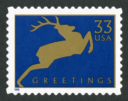 Reindeer - Blue United States Postage Stamp | Christmas 1999