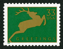 Reindeer - Green United States Postage Stamp | Christmas 1999