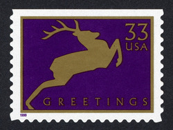Reindeer - Purple - Booklet Single United States Postage Stamp | Christmas 1999