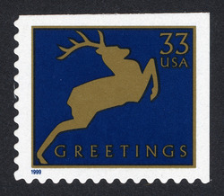 Reindeer - Blue - Small Size United States Postage Stamp | Christmas 1999